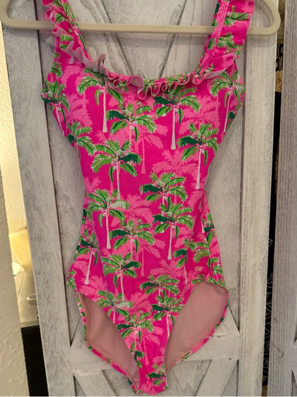 Ruffle Butts Neon Palm Paradise Women's ruffle one piece swimsuit New. Sz. Small